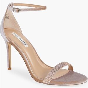 New Steve Madden Tecy Rhinestone Embellished Stiletto Sandal in Blush Velour
